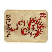 Fiery Metal-look Tribal Dragon 4 Asian Art Magnet Magneet (Horizontaal)
