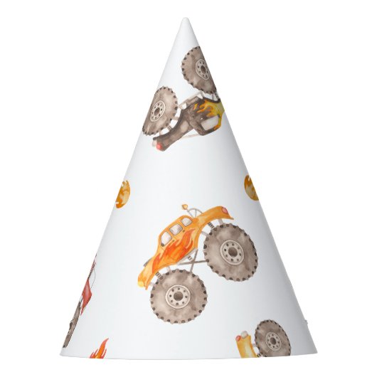 Fiery Monster Trucks Feesthoedjes (Voorkant)