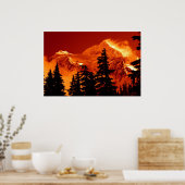 Fiery Mountain Scene Poster (Keuken)