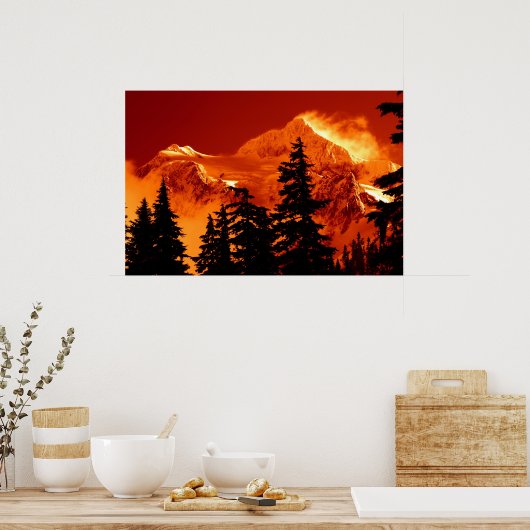 Fiery Mountain Scene Poster (Keuken)