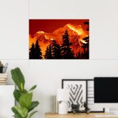 Fiery Mountain Scene Poster (Thuiskantoor)