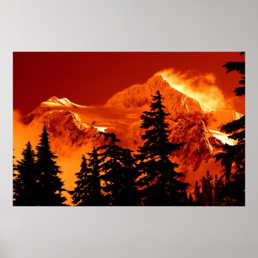 Fiery Mountain Scene Poster (Voorkant)