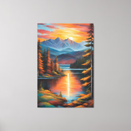 Fiery Mountain Sunset Canvas Afdruk