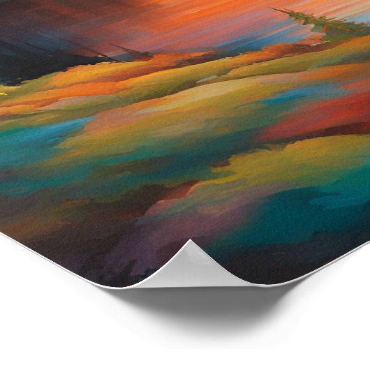 Fiery Mountain Sunset Poster (Hoek)