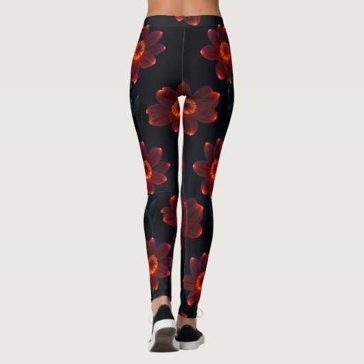 Fiery Neon Blossom Leggings (Achterkant)