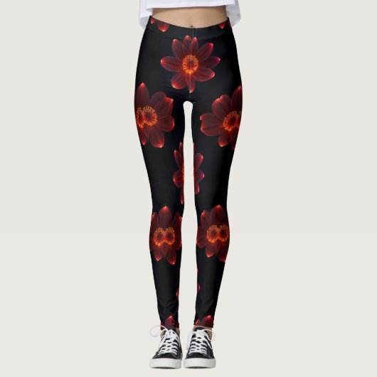 Fiery Neon Blossom Leggings (Voorkant)
