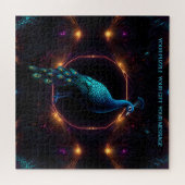 Fiery Neon Peacock Puzzel (Horizontaal)