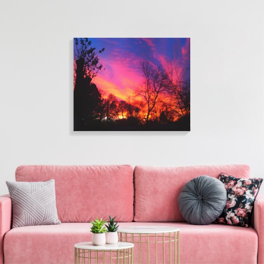 Fiery Night Sky Canvas (Insitu (Woonkamer))