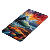 Fiery Ocean Storm - Abstracte zeegezicht kunst Magneet (Linkerzijde)