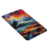 Fiery Ocean Storm - Abstracte zeegezicht kunst Magneet (Rechterzijde)