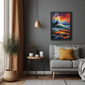 Fiery Ocean Storm - Abstracte zeegezicht kunst Perfect Poster