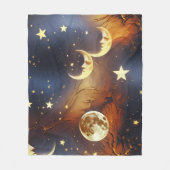 Fiery Orange Celestial Moon Blanket – Luxury Seaml Fleece Deken (Voorkant)