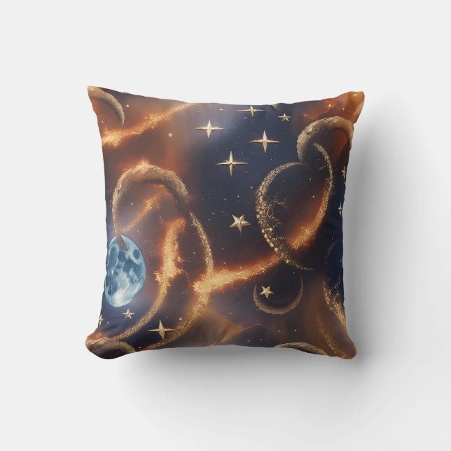 Fiery Orange Celestial Moon Pillow Kussen (Voorkant)
