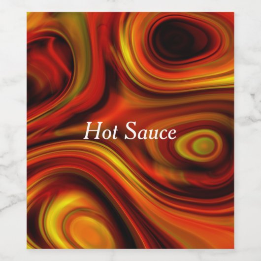 Fiery Oranje and Yellow Pattern Wijn Etiket (Enkel label)