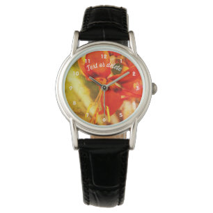 Fiery Oranje Daylily Flower Abstract, speciaal aan Horloge