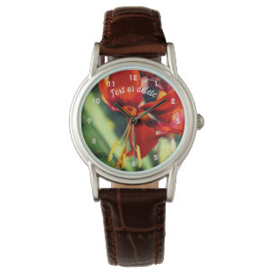 Fiery Oranje Daylily Flower Personalized Horloge