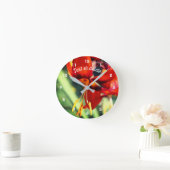 Fiery Oranje Daylily Flower Personalized Ronde Klok (Huis)