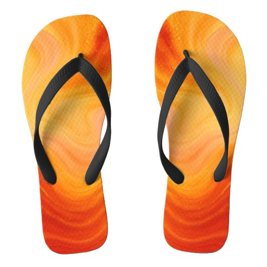 Fiery Oranje gouden marmeren Teenslippers (Voetbed)