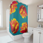 Fiery Oranje Parrot Tulips Douchegordijn (In situ)