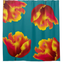 Fiery Oranje Parrot Tulips Douchegordijn