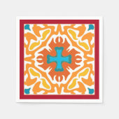 Fiery Oranje Spaanse Tegel met blauwe accenten Servetten (Voorkant)