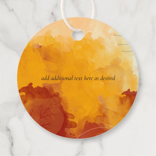 Fiery Oranje Waterverf Abstracte Sunset Weddenscha Bedankjes Labels (Achterkant)