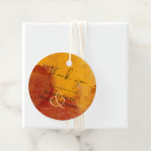 Fiery Oranje Waterverf Abstracte Sunset Weddenscha Bedankjes Labels (In situ)