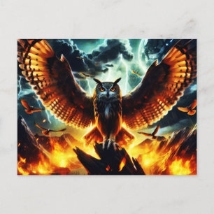 Fiery Owl Moonrise Briefkaart