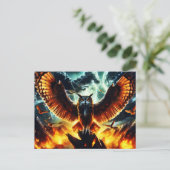 Fiery Owl Moonrise Briefkaart (Staand voorkant)