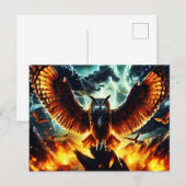 Fiery Owl Moonrise Briefkaart (Voorkant / Achterkant)
