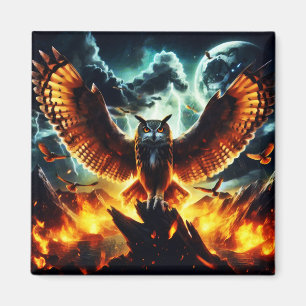Fiery Owl Moonrise Magneet