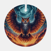 Fiery Owl Phoenix Ascension Glas Ornament (Achterkant)