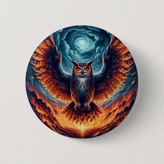 Fiery Owl Phoenix Ascension Ronde Button 5,7 Cm (Voorkant)
