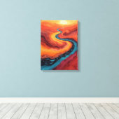Fiery Path – Levendig Abstract zonsonderganglandsc Canvas Afdruk (Insitu (Houten vloer))