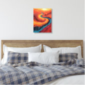 Fiery Path – Levendig Abstract zonsonderganglandsc Canvas Afdruk (Insitu (Slaapkamer))