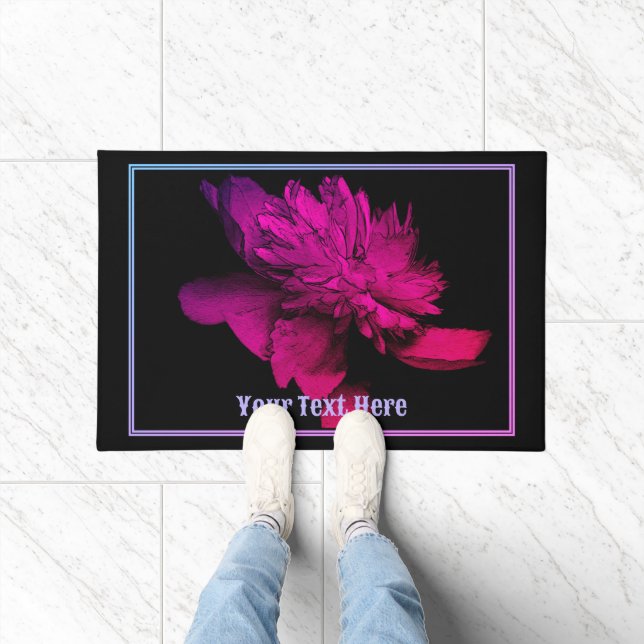 Fiery Peony Flower gepersonaliseerd Deurmat (Binnen)