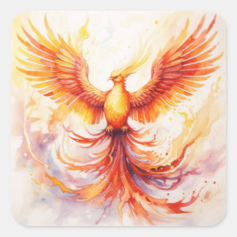 Fiery Pheonix Flying Rising from the Ashes Vierkante Sticker