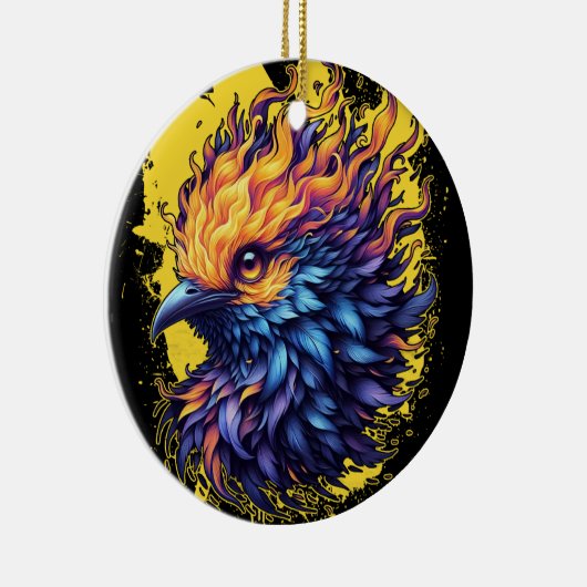 Fiery Phoenix Bird Art Keramisch Ornament (Rechts)
