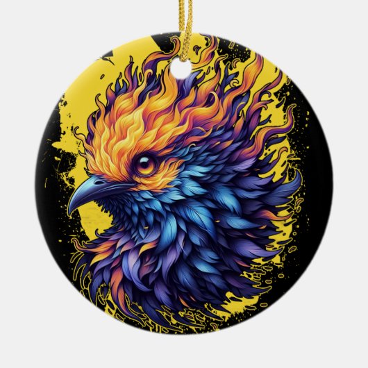 Fiery Phoenix Bird Art Keramisch Ornament (Voorkant)