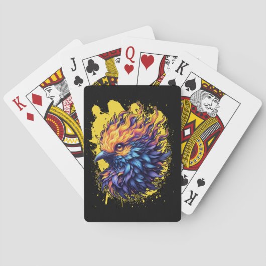 Fiery Phoenix Bird Art Pokerkaarten (Achterkant)