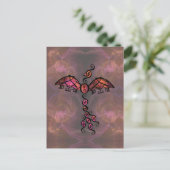 Fiery Phoenix Bird "Awake"  zwart design Briefkaart (Staand voorkant)