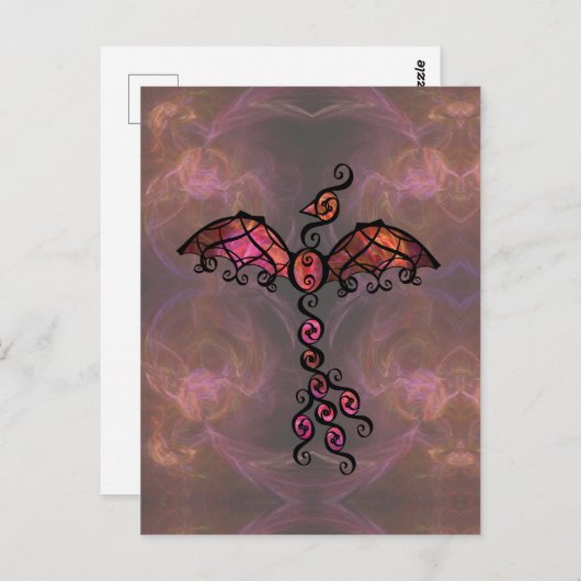 Fiery Phoenix Bird "Awake"  zwart design Briefkaart (Voorkant / Achterkant)