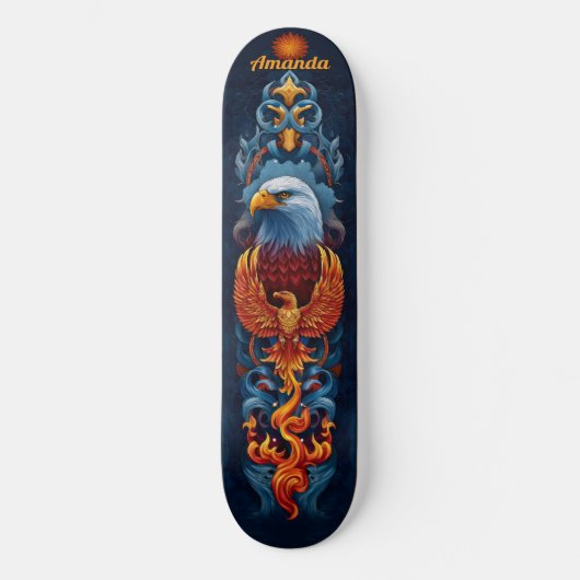 Fiery Phoenix Bird Persoonlijk Skateboard (Voorkant)