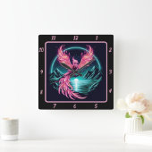 Fiery Phoenix boven Silent Mountain Vierkante Klok (Huis)