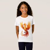 Fiery Phoenix Flying Opstijgend uit de as T-shirt (Voorkant volledig)