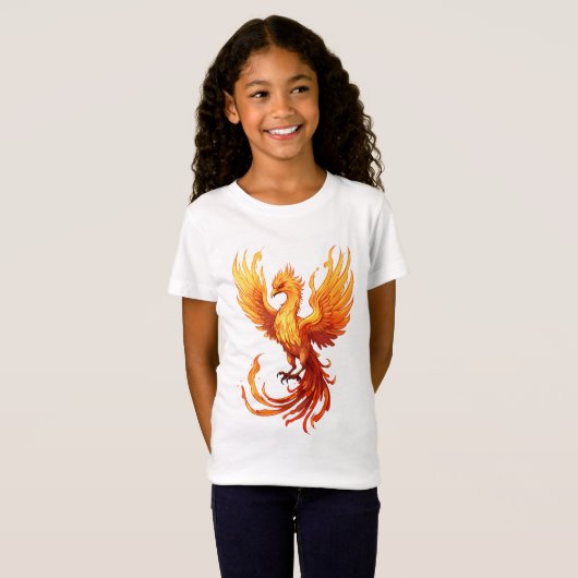 Fiery Phoenix Flying Opstijgend uit de as T-shirt (Voorkant volledig)
