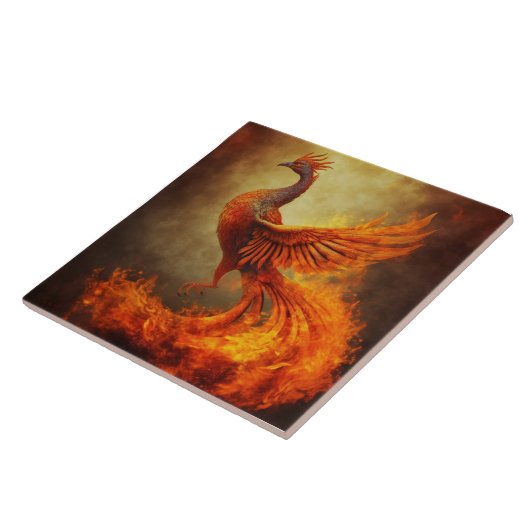 Fiery Phoenix in Mist Ceramic Tegel Tegeltje (Zijkant)