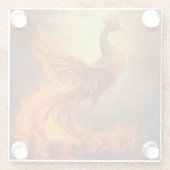 Fiery Phoenix in Mist Glazen Onderzetter (Achterkant)