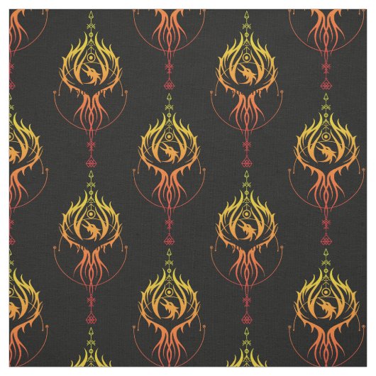 Fiery Phoenix in zwart Stof (Swatch)