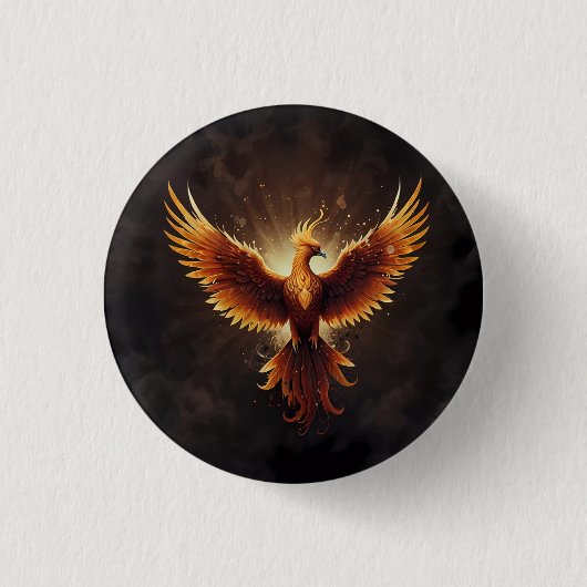 Fiery Phoenix Kussen Ronde Button 3,2 Cm (Voorkant)